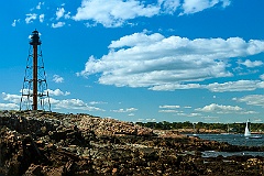 Marblehead Lighthouse Over Low Tide Rocky Shoreline
